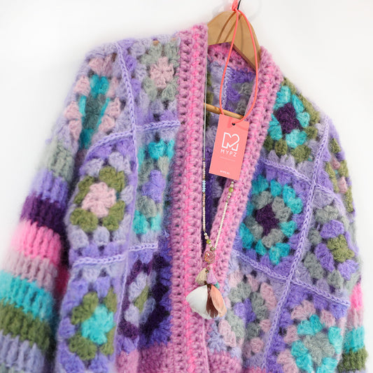Hækleopskrift - MYPZ Granny-mohaircardigan Purple Candy (ENG-NL-DE)