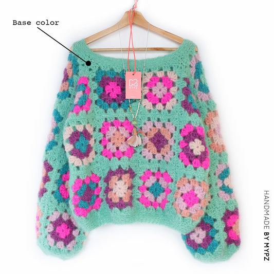 Design your own kit - Crochet kit MYPZ Granny square Mohair pullover (ENG-NL-DE)