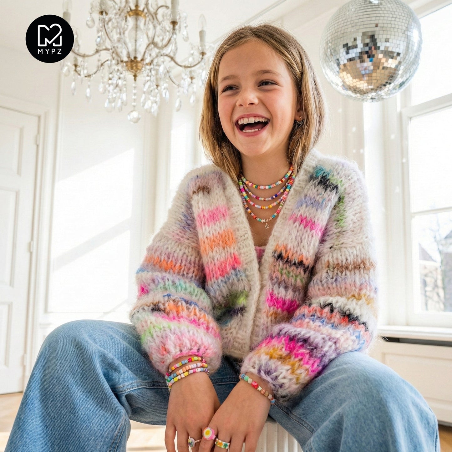 Knitting kit – MYPZ Chunky Mohair Cardigan Scrap Yarn for kids No12 (ENG-NL-DE)