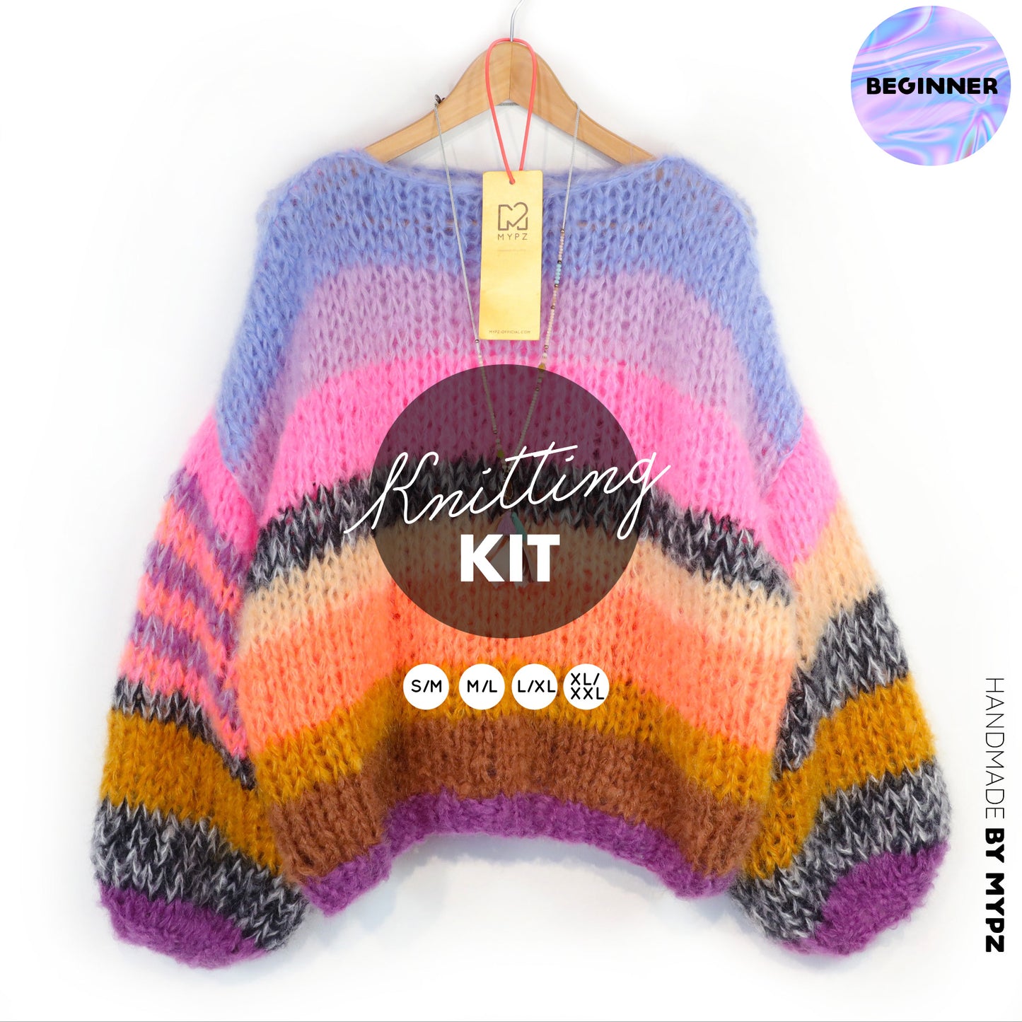 Knitting Kit – MYPZ Basic Chunky Pullover Candy Heat No15 (ENG-NL-DE)