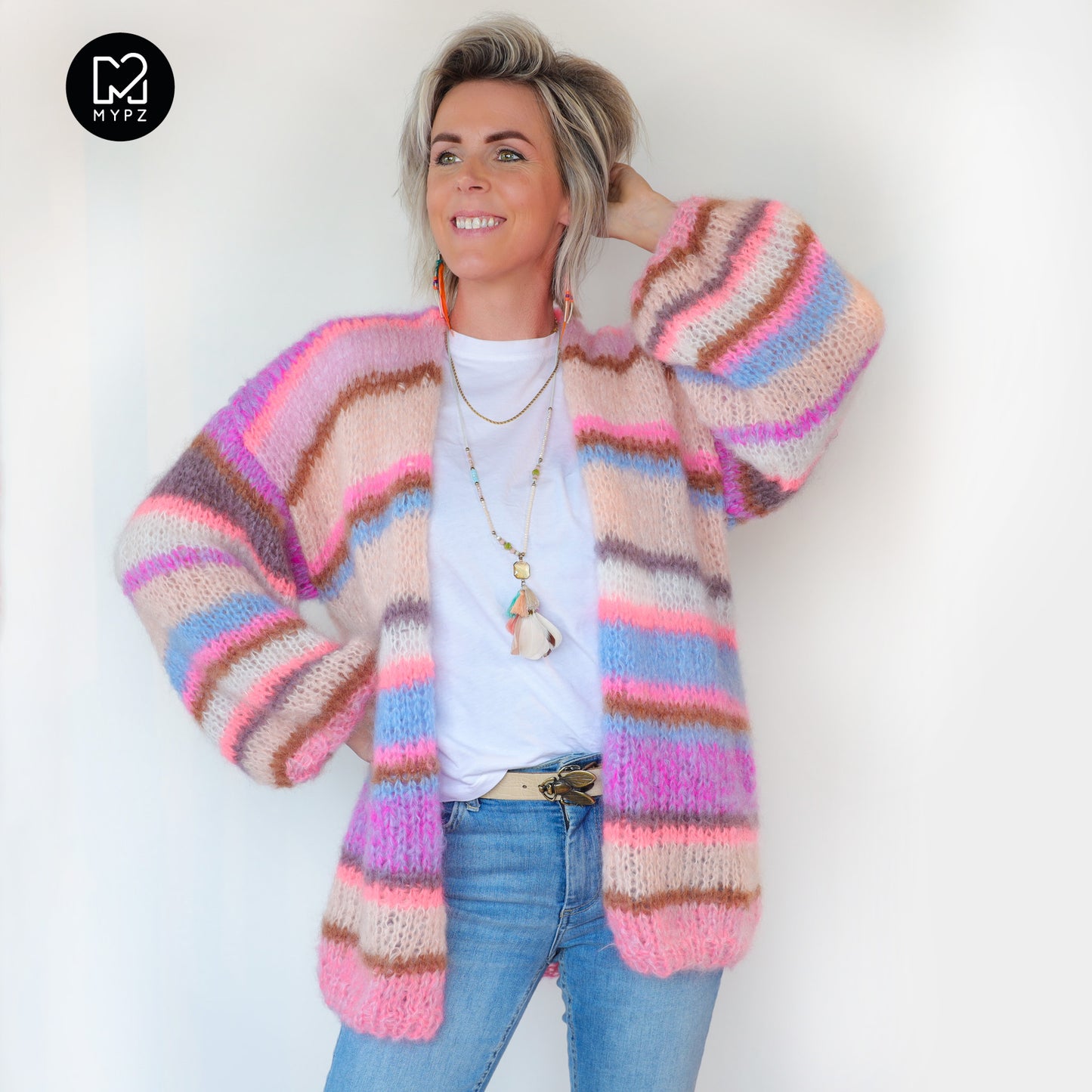 MYPZ Light Mohair Cardigan Coral