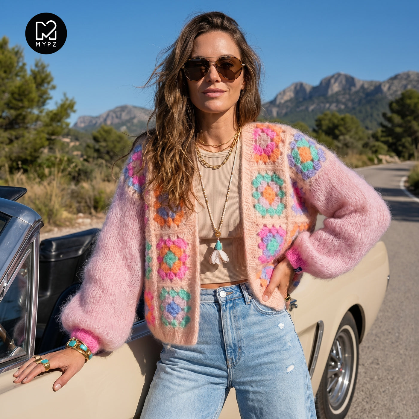 Crochet pattern - MYPZ Granny square mohair cardigan Marshmallow (ENG-NL-DE)