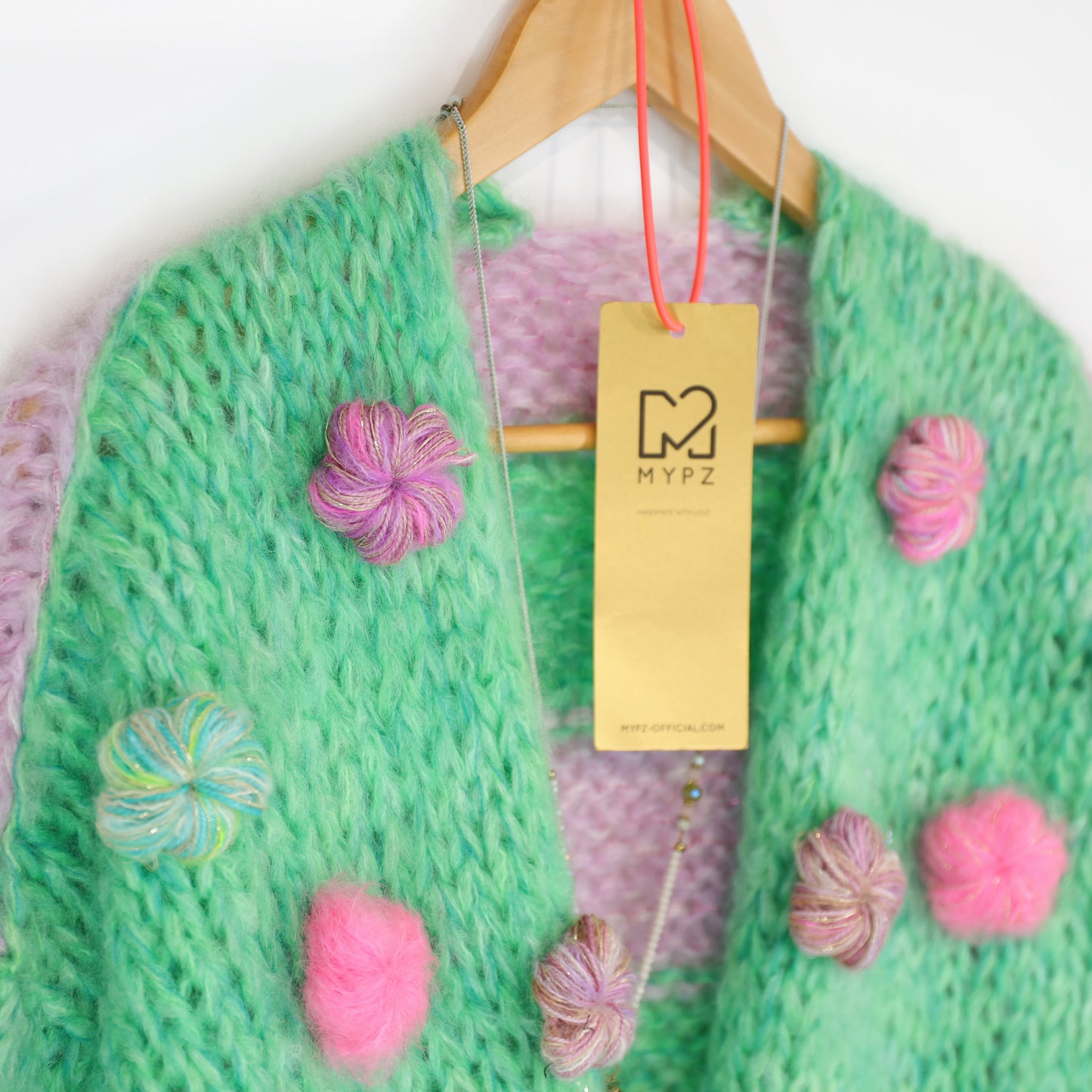 Chunky Mohair cardigan Mint Blossom