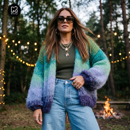 Strikkeopskrift – MYPZ Chunky Mohair Cardigan Mystic Lagoon nr. 15 (ENG-DE-NL-ES-FR-IT-DA-SV-NO)