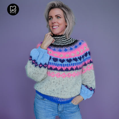 Knit pattern – MYPZ top-down sweater Blue Heart No6 (ENG-NL-DE)