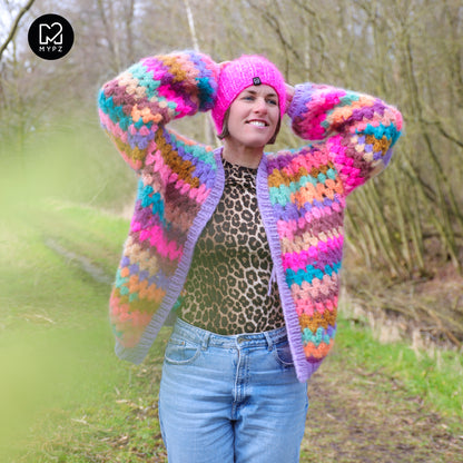 Crochet pattern - MYPZ short Mohair Granny stripes cardigan Fiesta (ENG-NL)