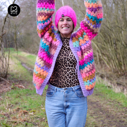 Crochet pattern - MYPZ short Mohair Granny stripes cardigan Fiesta (ENG-NL)