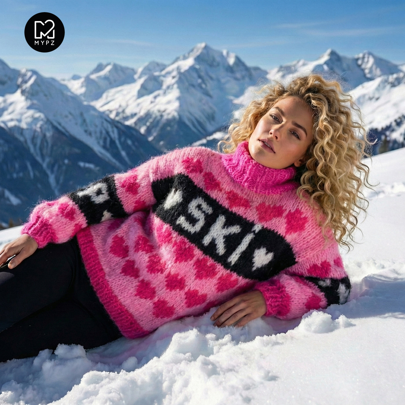 Knitting pattern – MYPZ Chunky Mohair Ski Love Pullover Pink No.9 (ENG-NL-DE)