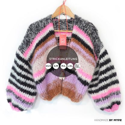 Knit pattern – Short Chunky Mohair Cardigan Alex No.12 (ENG-NL-DE)