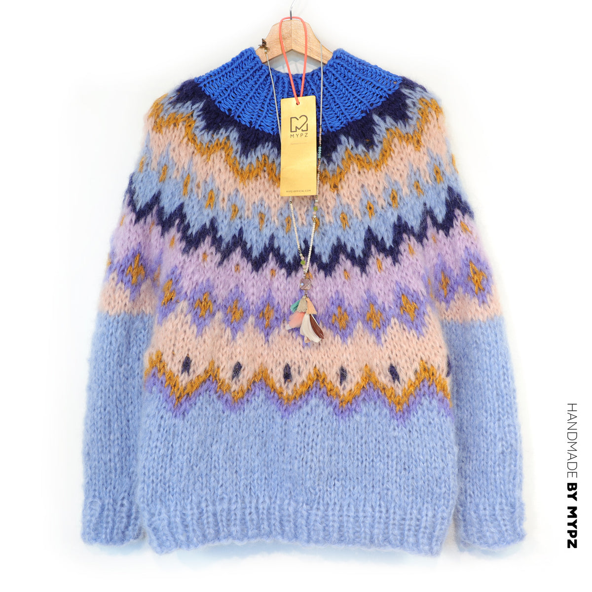 Strikkeopskrift – MYPZ Chunky Topdown Mohair Pullover Blueberry nr.12 (ENG-DE-NL-ES-FR-IT-DA-SV-NO)