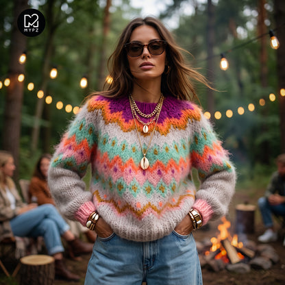 Strikkeopskrift – MYPZ Chunky Topdown Mohair Pullover Snowberry No.12 (ENG-DE-NL-ES-FR-IT-DA-SV-NO)