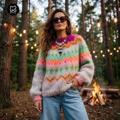 Strikkeopskrift – MYPZ Chunky Topdown Mohair Pullover Snowberry No.12 (ENG-DE-NL-ES-FR-IT-DA-SV-NO)