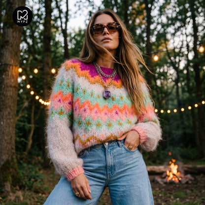 Strikkeopskrift – MYPZ Chunky Topdown Mohair Pullover Snowberry No.12 (ENG-DE-NL-ES-FR-IT-DA-SV-NO)