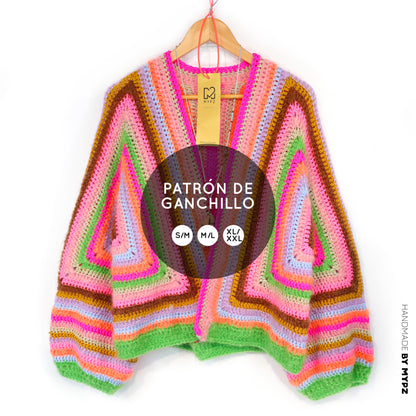 Crochet pattern - MYPZ Hexagon Cardigan Vibrant Soul (ENG-NL-DE-FR-ES)