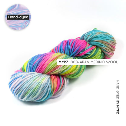 MYPZ hand-dyed Aran merino Happy Forest