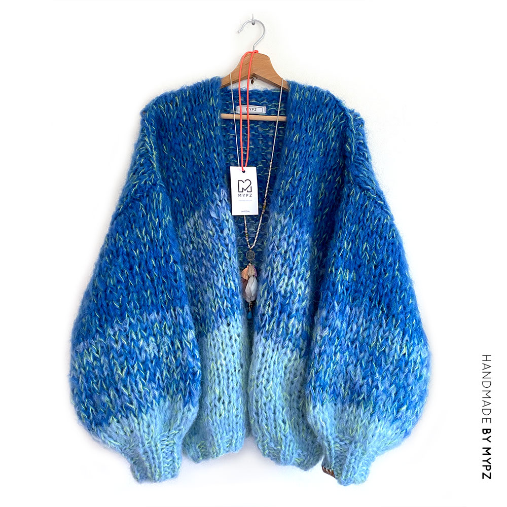 MYPZ Chunky Mohair Cardigan Ocean