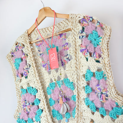 MYPZ Chunky woolen Granny Gilet Sea