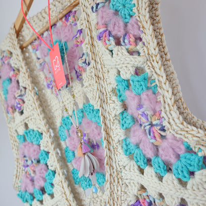 MYPZ Chunky woolen Granny Gilet Sea