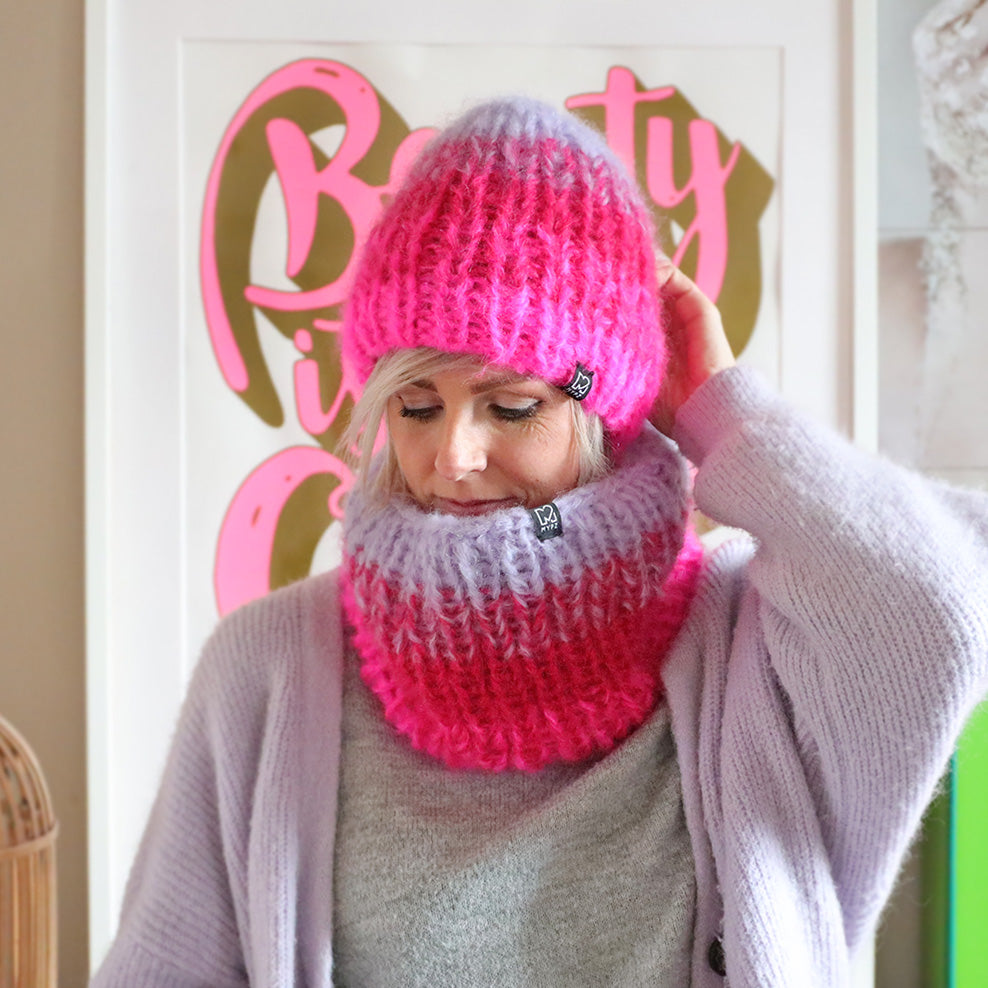 Knitting Kit – Gradient chunky mohair hat + snood (ENG-NL) kit